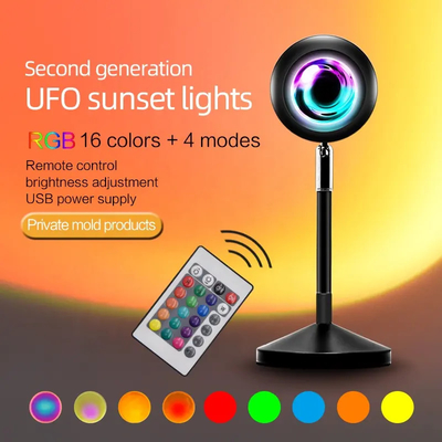 Controllo remoto Fotografia moderna Cambiamento di colore Luce tramonto USB Arcobaleno proiettore Lampade a LED Proiezione Lampada da terra
