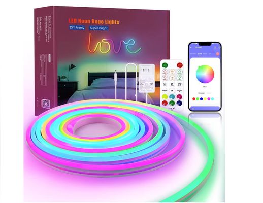 5M Full Color RGB Led Neon Flessibile Silicone Ambient Light Strip Smart DIY Digital Running Strip Light Set TUYA APP