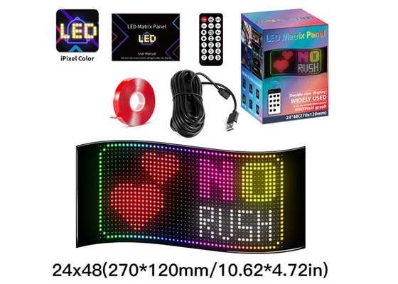Display di luce flessibile a 24*48 LED APP Controllo auto schermo pubblicitario Ip65 Full Color display di auto ad alta definizione
