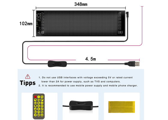 App Control LED Sign Board 20*64 USB flessibile programmabile Custom Scrolling Message Car Signs Digital Display