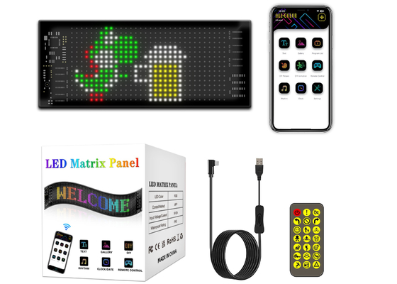 Programmabile DIY Scrolling Text 5V USB Wireless Control RGB Flessibile LED Car Sign Per la pubblicità