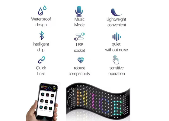 Controllo APP schermo a LED flessibile scrolling messaggio personalizzato testo cartellone LED Display digitale per auto
