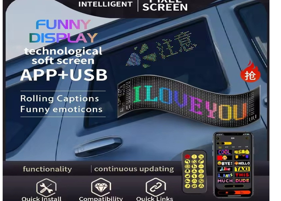 Controllo APP schermo a LED flessibile scrolling messaggio personalizzato testo cartellone LED Display digitale per auto