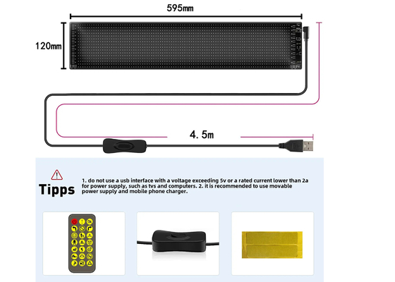 Smart Car Sticker 120x595mm RGB Dynamic LED Truck Demon Eye Light Per Smart Display Esterno Con rating IP65