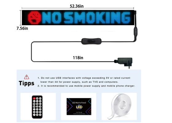 Controllo remoto Display programmabile RGB, vetrina pubblicitaria Display morbido LED