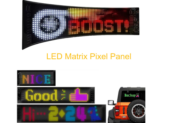 App Control Sign Advertising Rear Window Display Digitale con Display morbido a LED 192x898mm Immagine di animazione di disegni rotanti