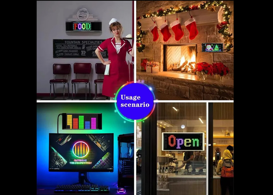 App Control Sign Advertising Rear Window Display Digitale con Display morbido a LED 192x898mm Immagine di animazione di disegni rotanti