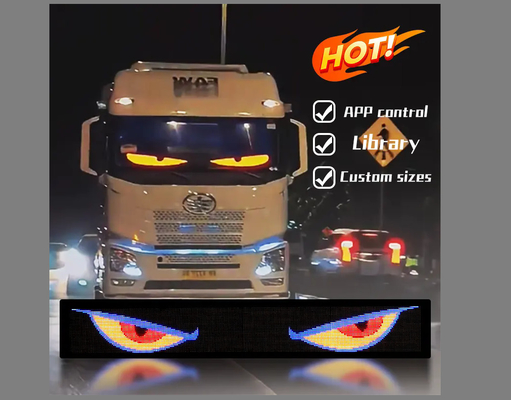 Truck Devil Eye LED Screen Car Light Truck Dynamic LED Light Smart Car Sticker Programmabile pannello a LED per parabrezza camion