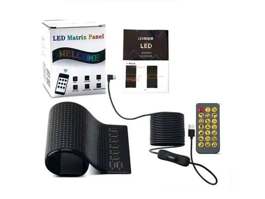 5VDC USB/2A 37x8.5cm LED Matrix Display Car Panel Flessibile Pixel Programmabile Scrolling Pubblicità per fai da te Animazione testo