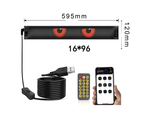 5VDC USB/2A 37x8.5cm LED Matrix Display Car Panel Flessibile Pixel Programmabile Scrolling Pubblicità per fai da te Animazione testo