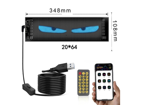 5VDC USB/2A 37x8.5cm LED Matrix Display Car Panel Flessibile Pixel Programmabile Scrolling Pubblicità per fai da te Animazione testo