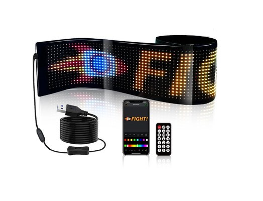 5VDC USB/2A 37x8.5cm LED Matrix Display Car Panel Flessibile Pixel Programmabile Scrolling Pubblicità per fai da te Animazione testo