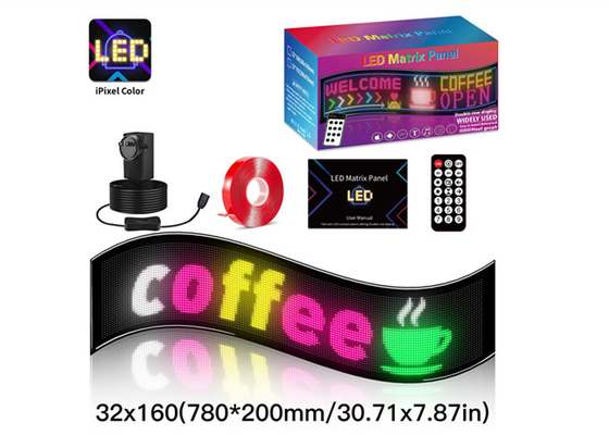 32*160 Segnale di luce a LED a doppio fila a colori a scorrere per auto Segnale pubblicitario a LED Display di finestra
