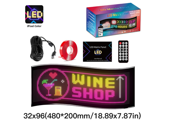 32*96 Doppio fila LED cartello pubblicitario pannello auto pixel flessibile programmabile scrolling DIY pannello matrice di testo