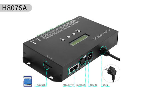 DMX512 Programmabile SPI Led Controller H807SA 8192 pixel per DMX512 WS2811 WS2812B WS2815 APA102 Led Strip