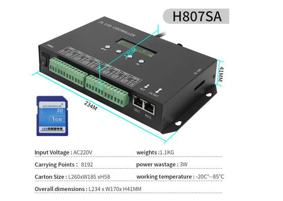 DMX512 Programmabile SPI Led Controller H807SA 8192 pixel per DMX512 WS2811 WS2812B WS2815 APA102 Led Strip