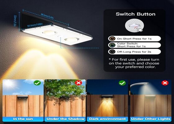 Lampada da recinzione solare per la casa RGB impermeabile IP67 per la decorazione