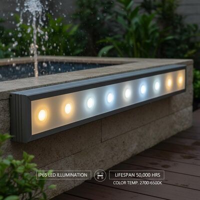 Luci di illuminazione a LED IP65 con durata di 50.000 ore e ampio intervallo di temperatura del colore da 2700 a 6500K adatte per esterni