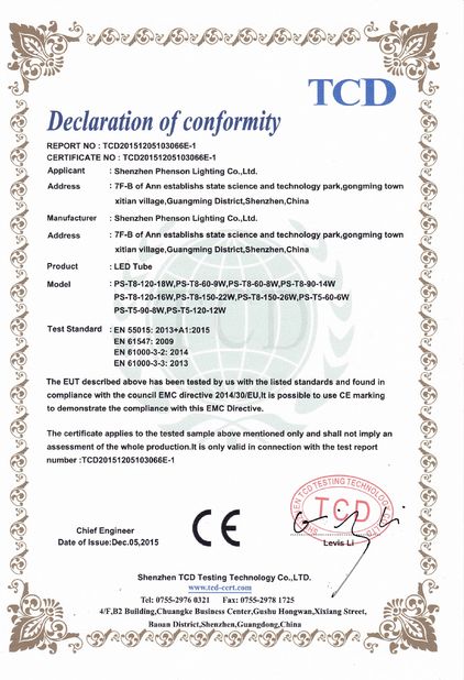 Porcellana XT-Phenson lighting Tech.,Ltd Certificazioni